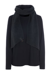 BLUSE MED HALSTØRKLÆDE - 1331MIX - SOFT BLACK/BLACK