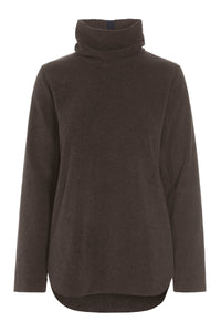 BLUSE MED HØJ HALS - 1348 - CHOKOLATE