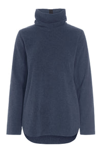 BLUSE MED HØJ HALS - 1348 - EVENING BLUE