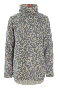 BLUSE MED HØJ HALS - 1348P - LEOPARD pink