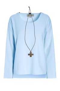 BLUSE MED RUND HALS - 1355 - BABY BLUE