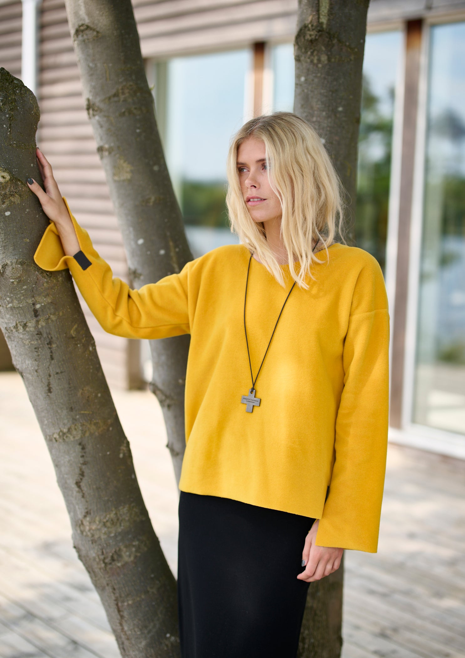 HENRIETTE STEFFENSEN COPENHAGEN BLUSE MED RUND HALS - 1355 BLUSER SAFRAN 701