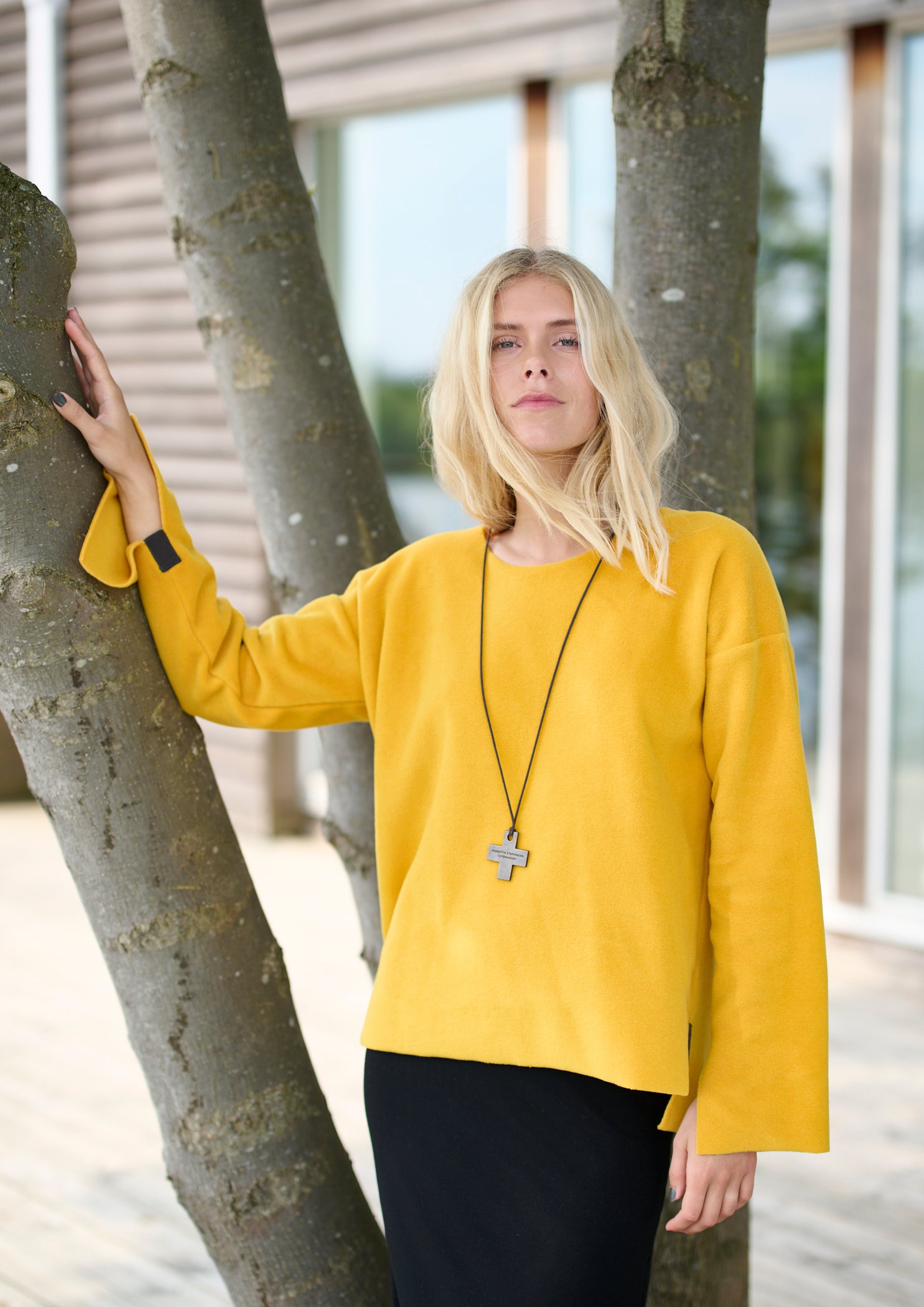 HENRIETTE STEFFENSEN COPENHAGEN BLUSE MED RUND HALS - 1355 BLUSER SAFRAN 701