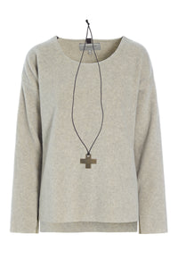 BLUSE MED RUND HALS - 1355 - SAND