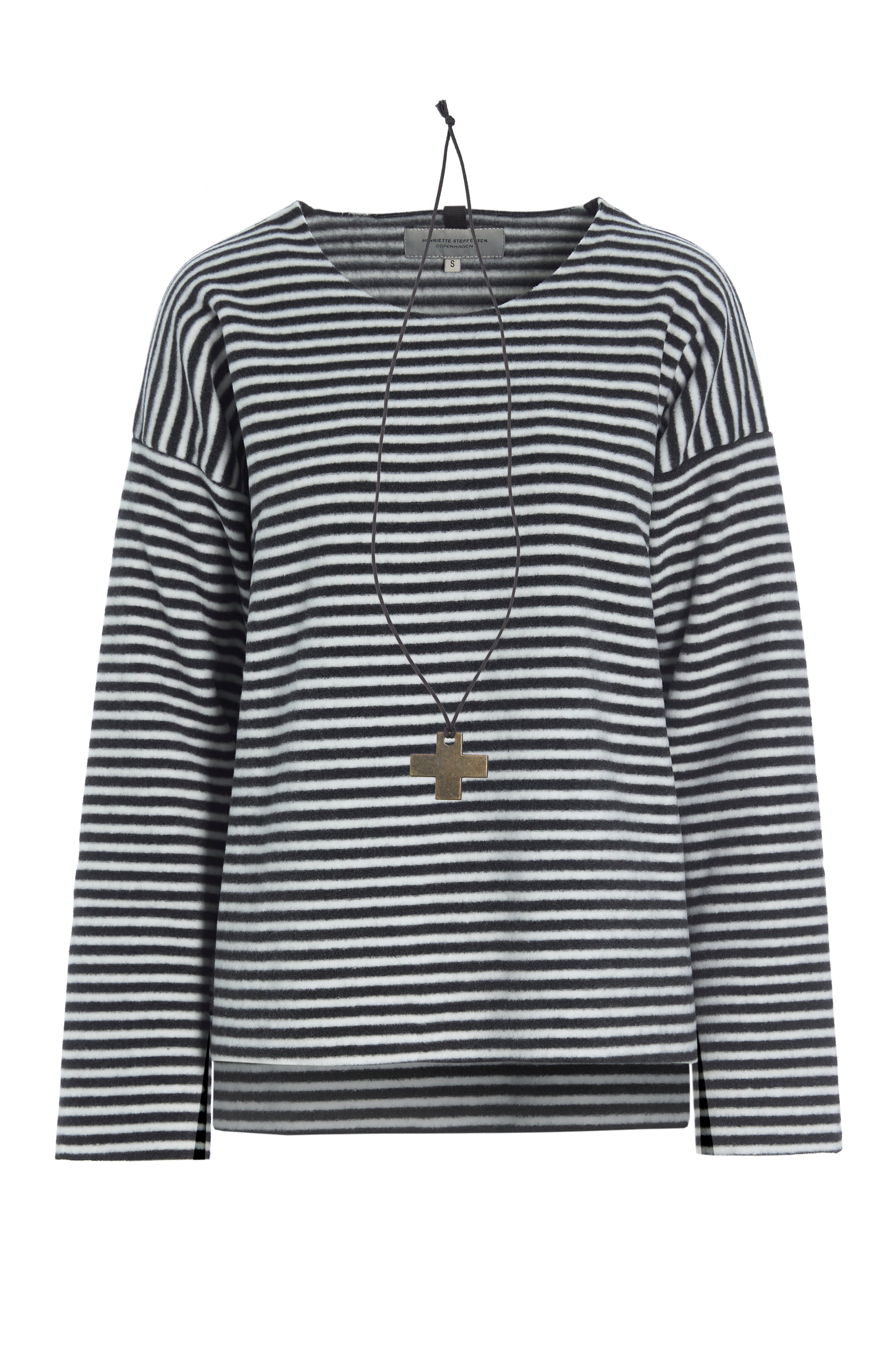 HENRIETTE STEFFENSEN COPENHAGEN BLUSE MED RUND HALS - 1355 BLUSER STRIPES B&W 673