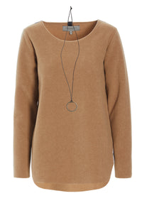 BLUSE MED SIGNATUR SMYKKE - 1332 - CAMEL