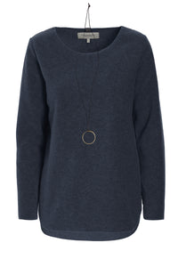 BLUSE MED SIGNATUR SMYKKE - 1332 - DEEP BLUE
