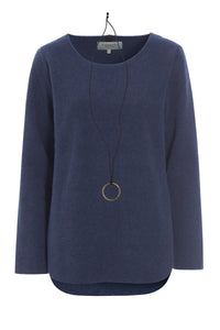 BLUSE MED SIGNATUR SMYKKE - 1332 - DENIM