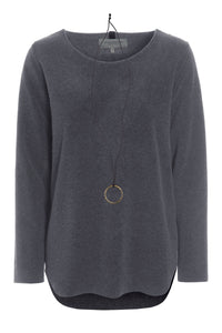 BLUSE MED SIGNATUR SMYKKE - 1332 - GREY