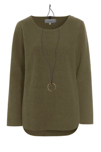 BLUSE MED SIGNATUR SMYKKE - 1332 - MOSS