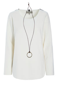 BLUSE MED SIGNATUR SMYKKE - 1332 - OFF WHITE
