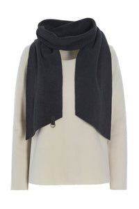 BLUSE MED TØRKLÆDE - 1325 - KIT/SOFT BLACK