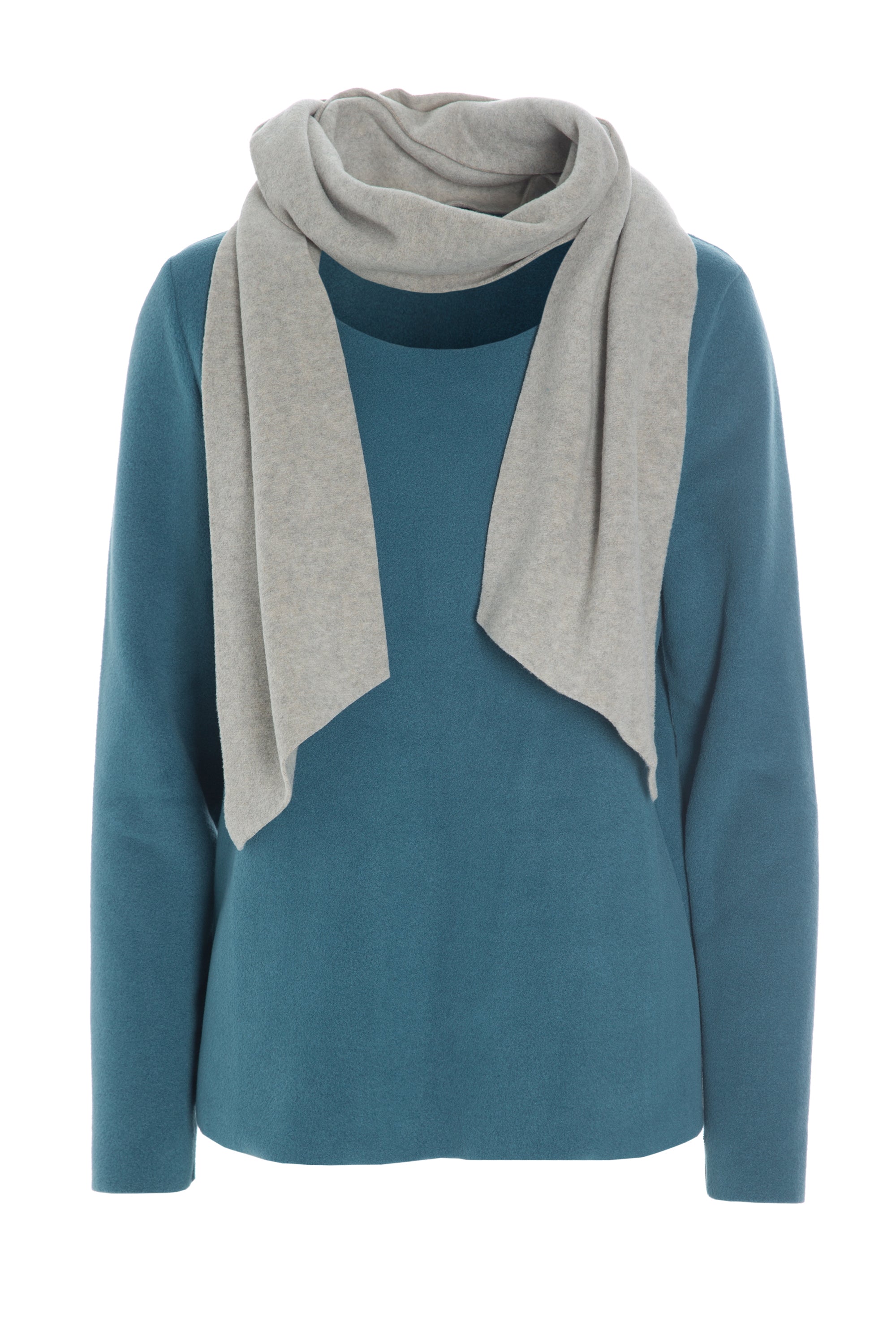 HENRIETTE STEFFENSEN COPENHAGEN BLUSE MED TØRKLÆDE - 1325 BLUSER PETROL/SAND 509