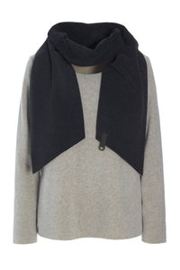 BLUSE MED TØRKLÆDE - 1325 - SAND/SOFT BLACK