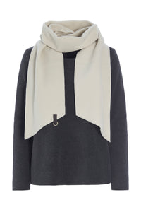 BLUSE MED TØRKLÆDE - 1325 - SOFT BLACK / KIT