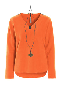 BLUSE M/ HALSKÆDE - 1362 - ORANGE