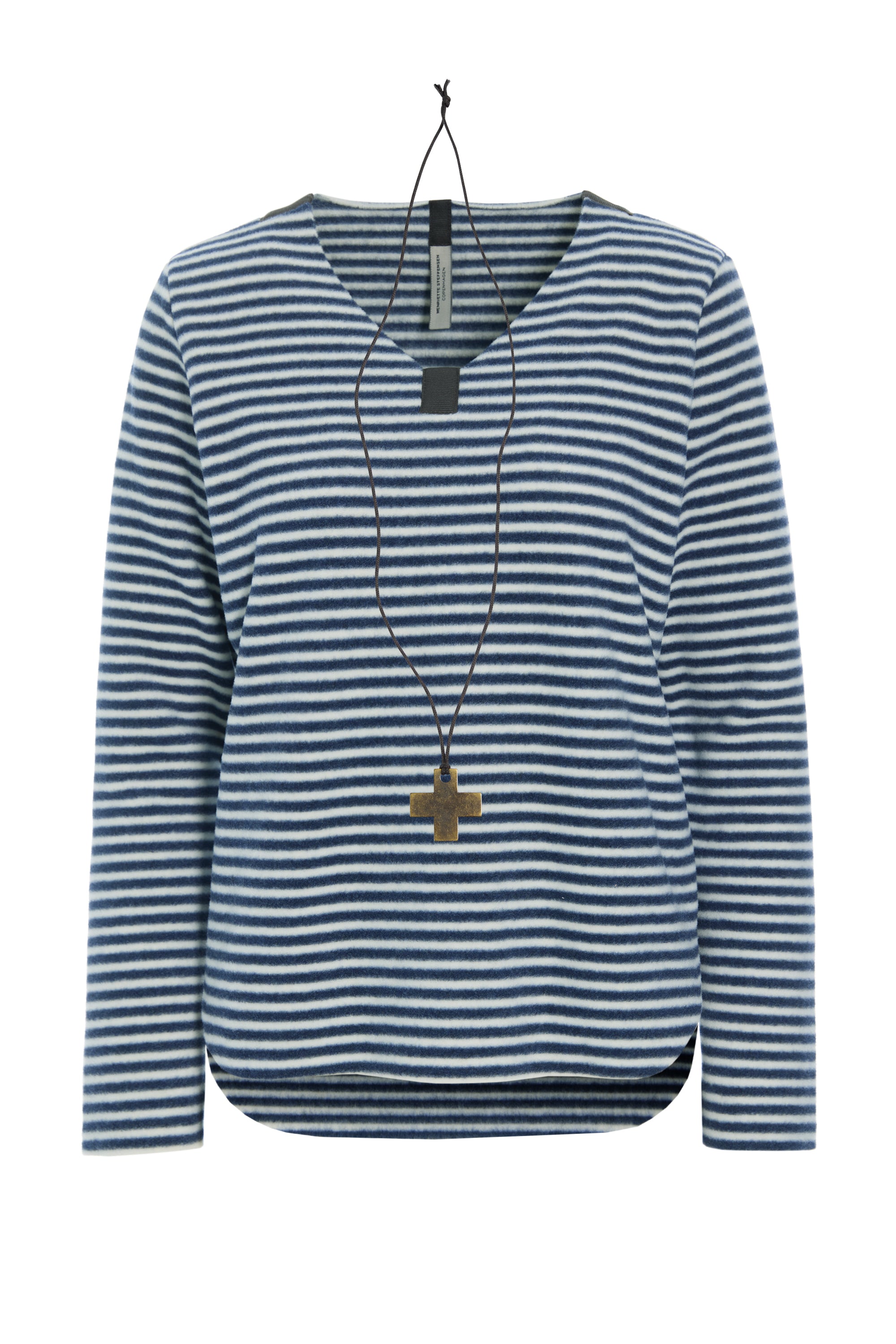 HENRIETTE STEFFENSEN COPENHAGEN BLUSE M/ HALSKÆDE - 1362 BLUSER STRIPES DENIM & KIT 667