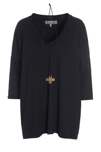 BLUSE M/HALSKÆDE - 96083 - BLACK