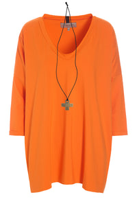 BLUSE M/HALSKÆDE - 96083 - ORANGE