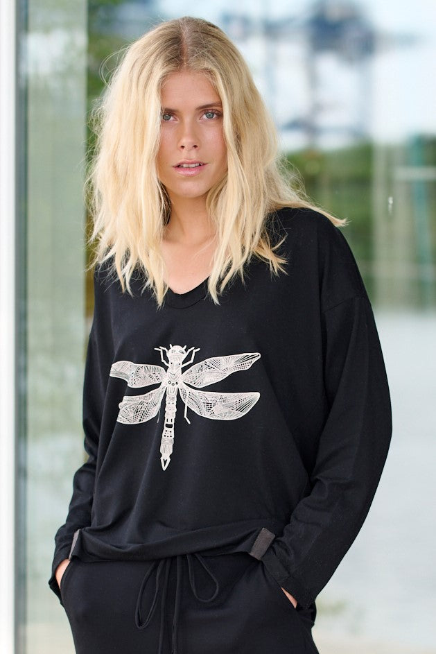 HENRIETTE STEFFENSEN COPENHAGEN BLUSE M/PRINT - 96068 BLUSER BLACK 900