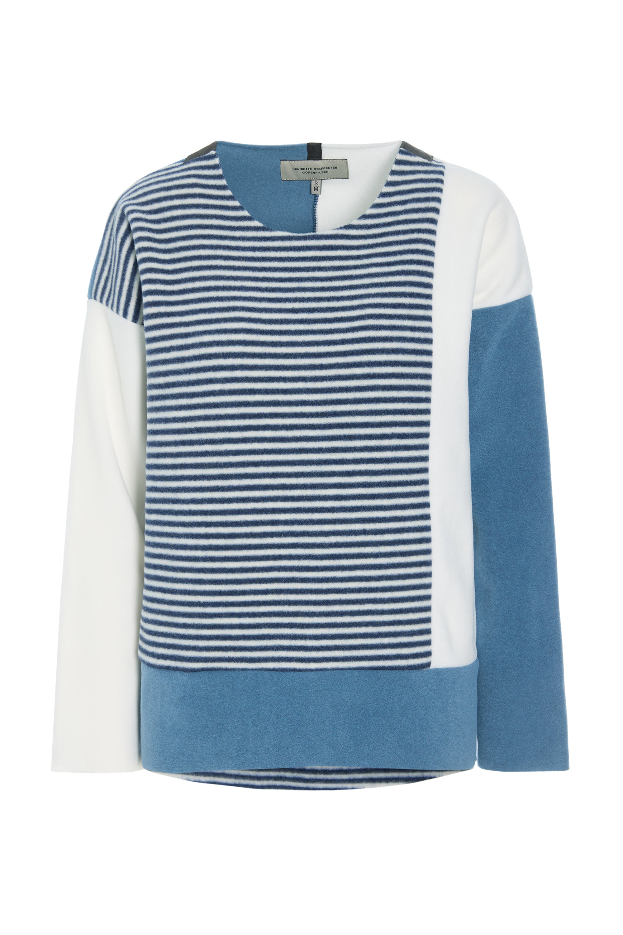 HENRIETTE STEFFENSEN COPENHAGEN BLUSE PATCH - 1407 BLUSER DUSTY BLUE/OW/BLUE STRIPE 473