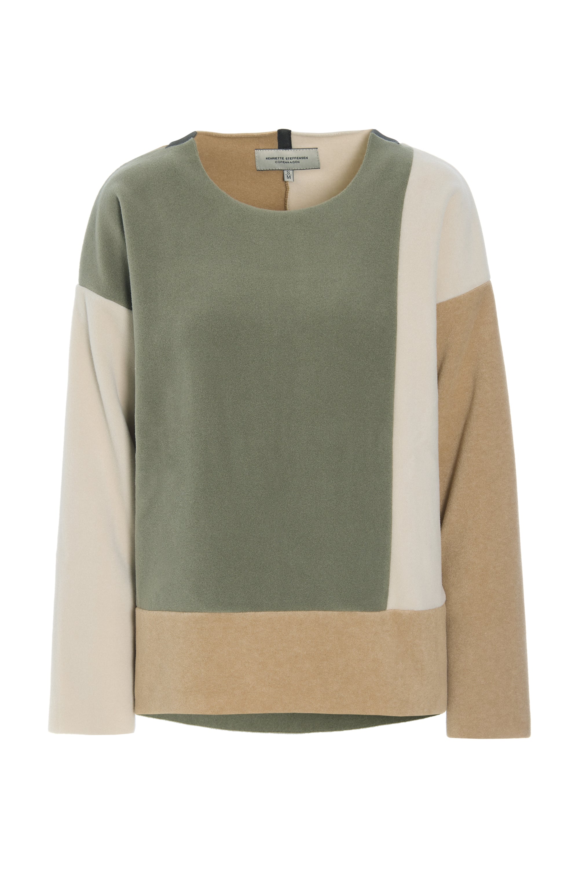 HENRIETTE STEFFENSEN COPENHAGEN BLUSE PATCH - 1407 BLUSER DUSTY GREEN /KIT/CAMEL 480