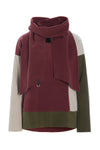 BLUSE PATCH MED TØRKLÆDE - 1412 - BORDEAUX/KIT/MOSS