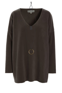 BLUSE V-HALS - 1336 - CHOCOLATE