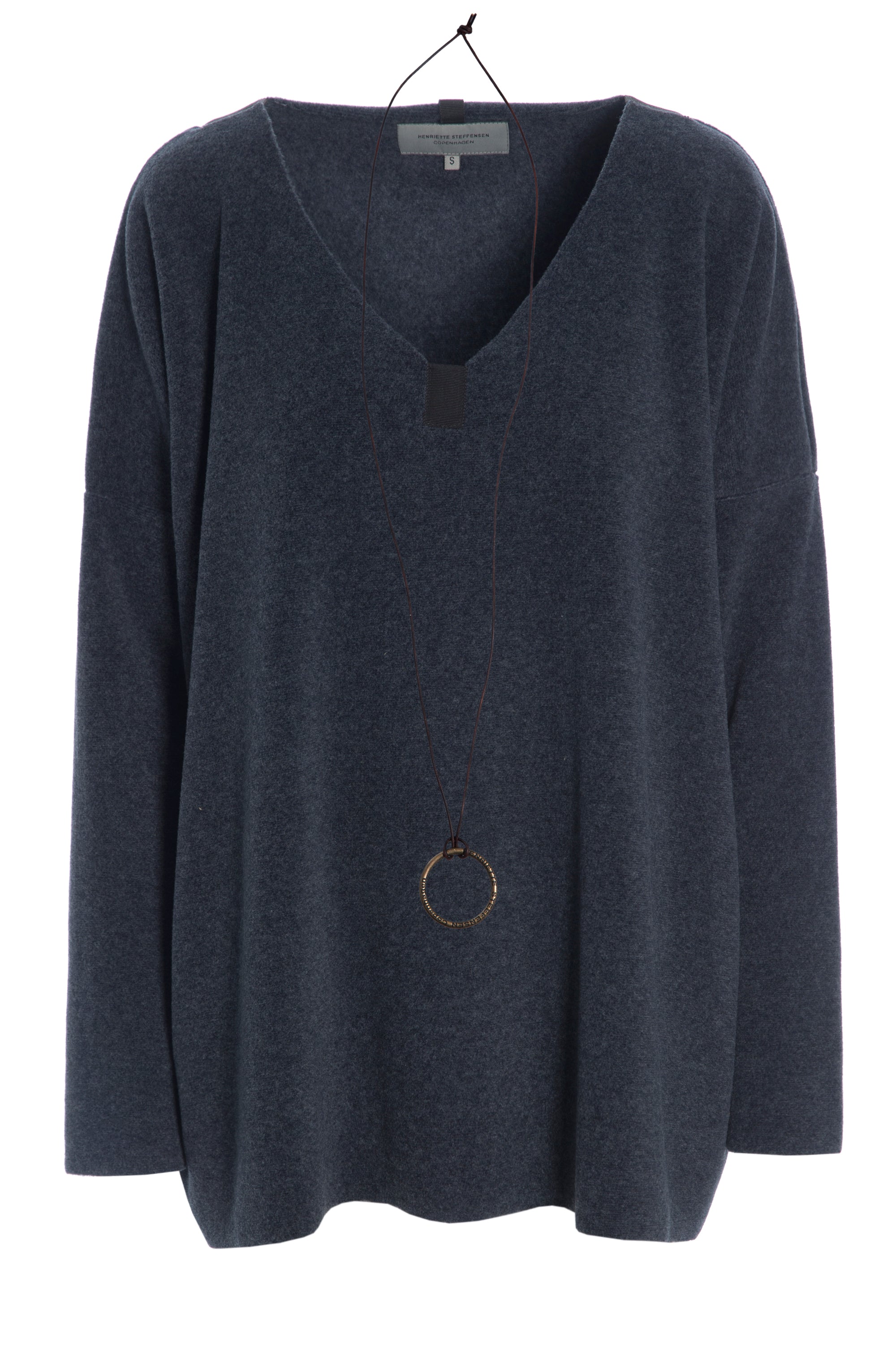 HENRIETTE STEFFENSEN COPENHAGEN BLUSE V-HALS - 1336 BLUSER DEEP BLUE 502
