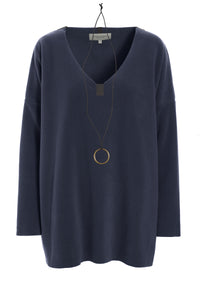 BLUSE V-HALS - 1336 - EVENING BLUE