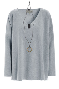 BLUSE V-HALS - 1336 - LIGHT GREY