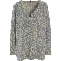 BLUSE V-HALS - 1336P - LEOPARD grey