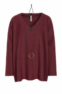 BLUSE V-HALS - 1410 - BORDEAUX