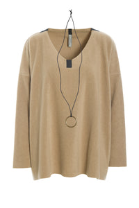 BLUSE V-HALS - 1410 - CAMEL
