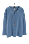 BLUSE V-HALS - 1410 - DUSTY BLUE