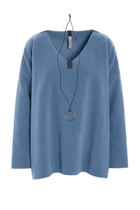 BLUSE V-HALS - 1410 - DUSTY BLUE