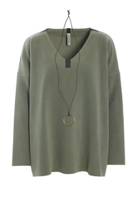 BLUSE V-HALS - 1410 - DUSTY GREEN