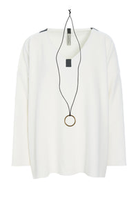 BLUSE V-HALS - 1410 - OFF WHITE