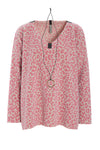 BLUSE V-HALS - 1410P - PINK LEO