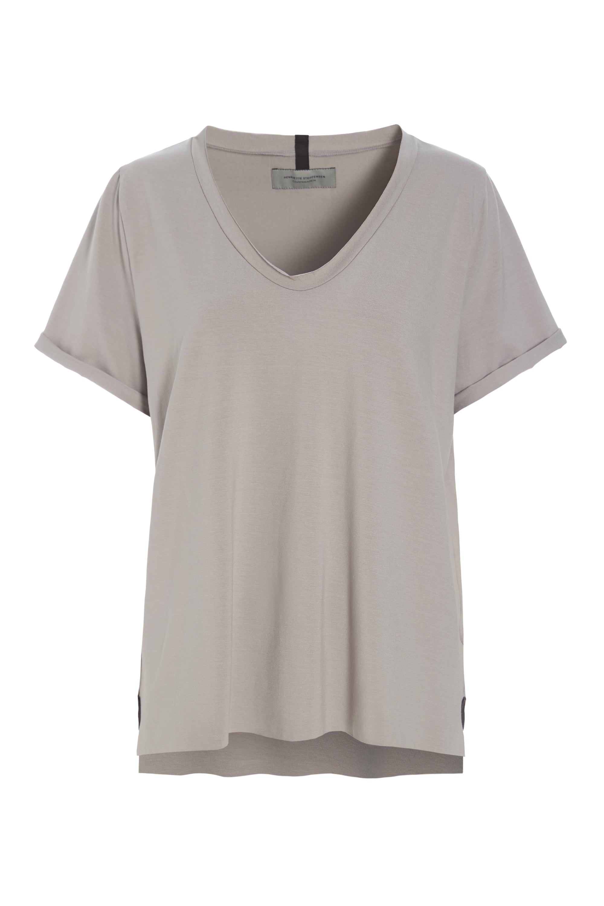 HENRIETTE STEFFENSEN COPENHAGEN BLUSE V-HALS - 96082 T-SHIRTS SAND 805