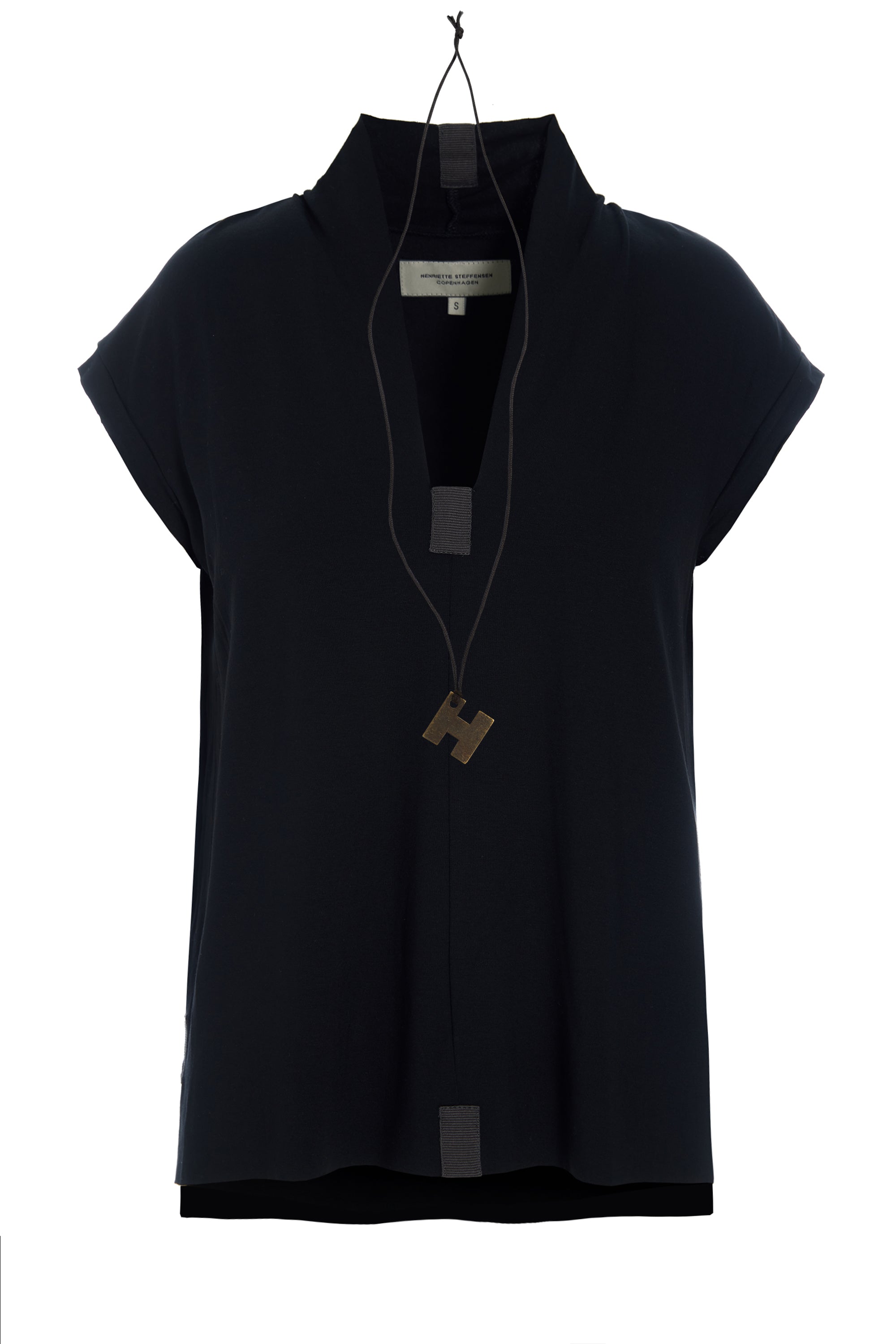 HENRIETTE STEFFENSEN COPENHAGEN BLUSE V-HALS - 96103 T-SHIRTS BLACK 900