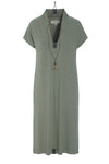 KJOLE V-HALS - 98068 - DUSTY GREEN