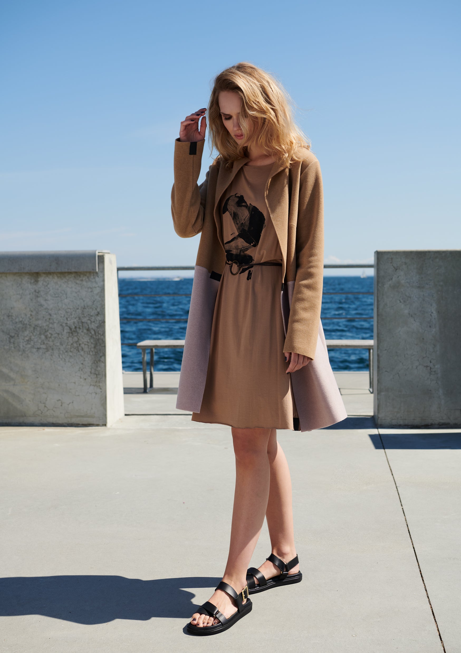 HENRIETTE STEFFENSEN COPENHAGEN CARDIGAN 2 FARVET - 7133 CARDIGANS CAMEL / NUDE 816
