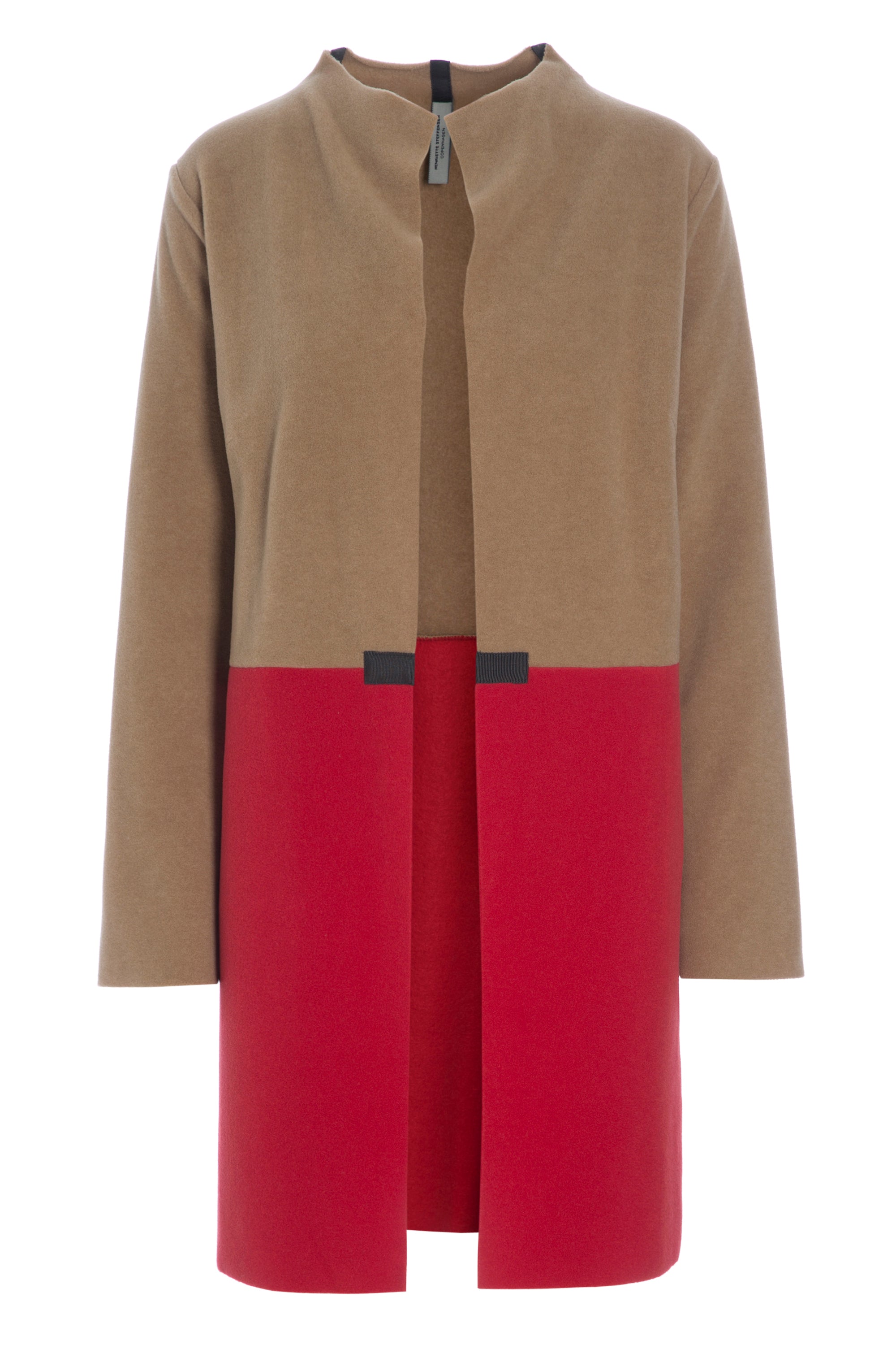 HENRIETTE STEFFENSEN COPENHAGEN CARDIGAN 2 FARVET - 7133 CARDIGANS CAMEL/RED 822