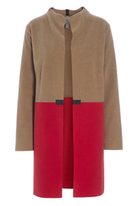 CARDIGAN 2 FARVET - 7133 - CAMEL/RED