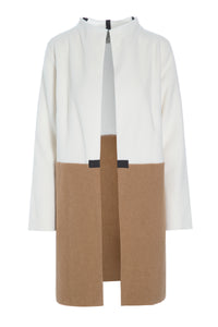 CARDIGAN 2 FARVET - 7133 - OFF WHITE/CAMEL