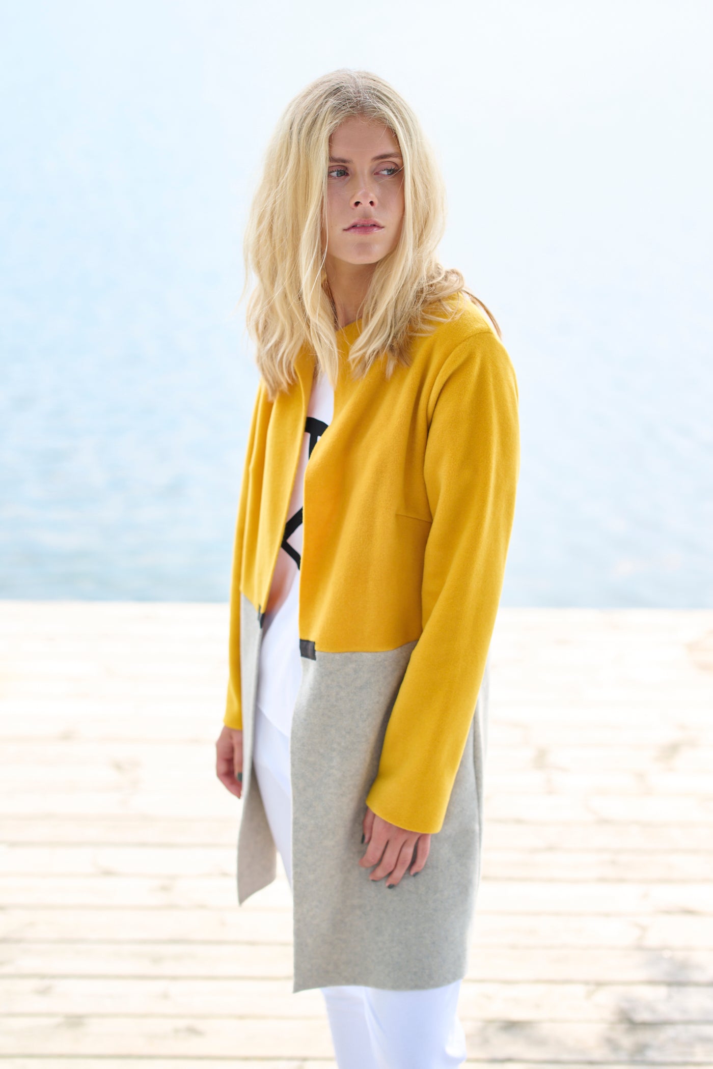 HENRIETTE STEFFENSEN COPENHAGEN CARDIGAN 2 FARVET - 7133 CARDIGANS SAFRAN/SAND 687