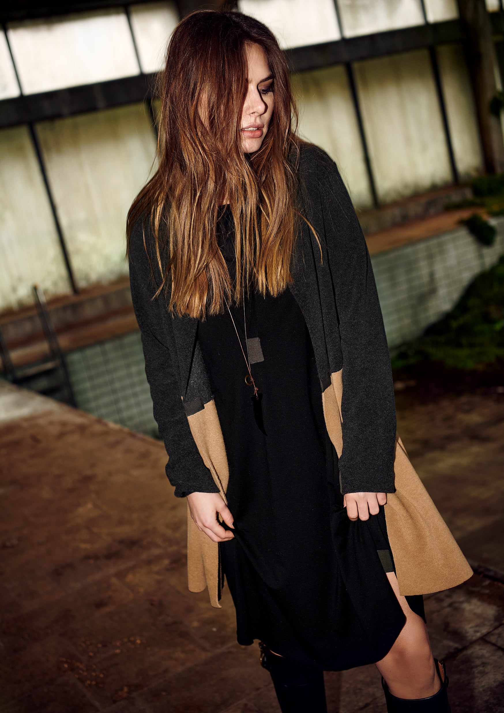HENRIETTE STEFFENSEN COPENHAGEN CARDIGAN 2 FARVET - 7133 CARDIGANS SOFT BLACK/CAMEL 827