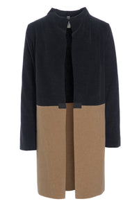 CARDIGAN 2 FARVET - 7133 - SOFT BLACK/CAMEL