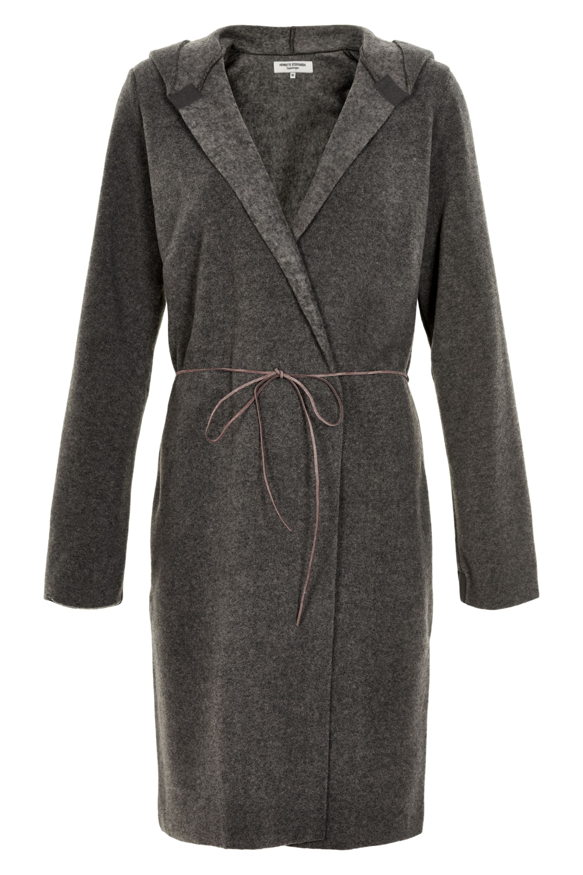 HENRIETTE STEFFENSEN COPENHAGEN CARDIGAN MED BÆLTE - 7111 CARDIGANS GREY 905